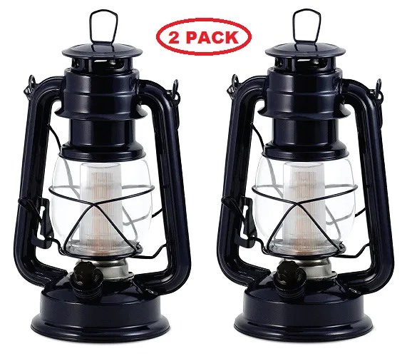2 Pack: Northpoint Vintage Style Hurricane Lantern w/ 12 LED's, 150 Lumen & Dimmer Switch