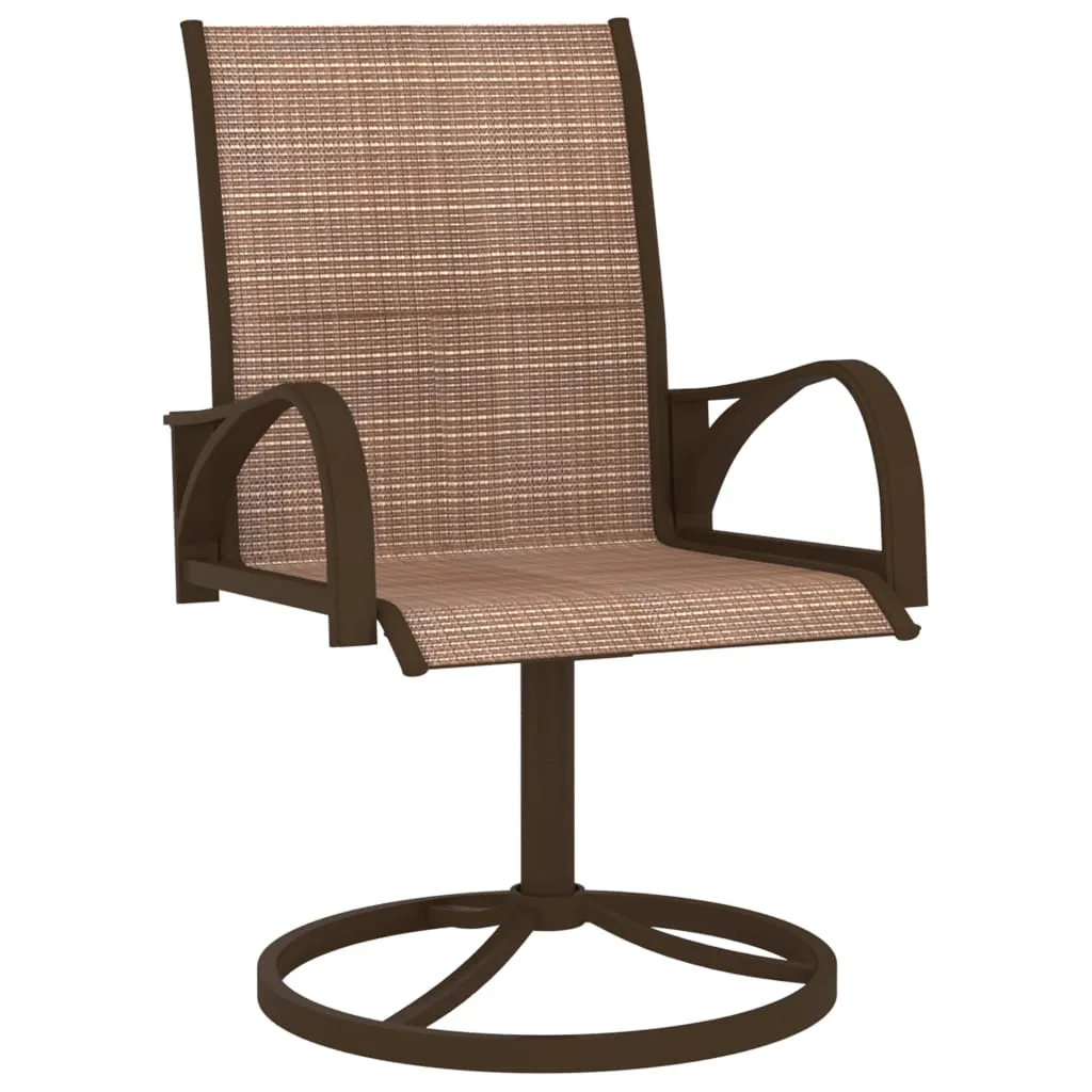 2x Garden Swivel Chairs Textilene and Steel Lounge Seat Gray/Brown