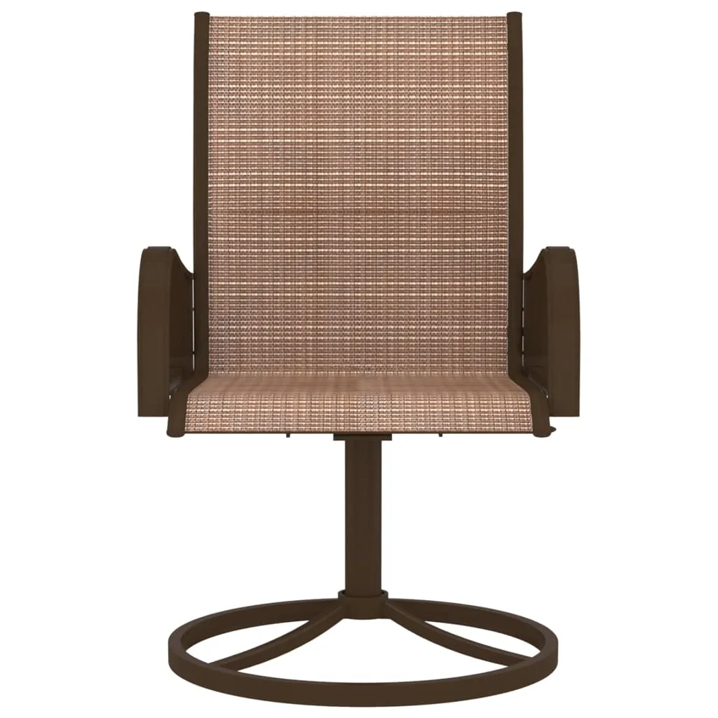 2x Garden Swivel Chairs Textilene and Steel Lounge Seat Gray/Brown