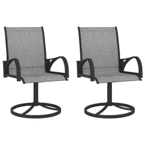 2x Garden Swivel Chairs Textilene and Steel Lounge Seat Gray/Brown