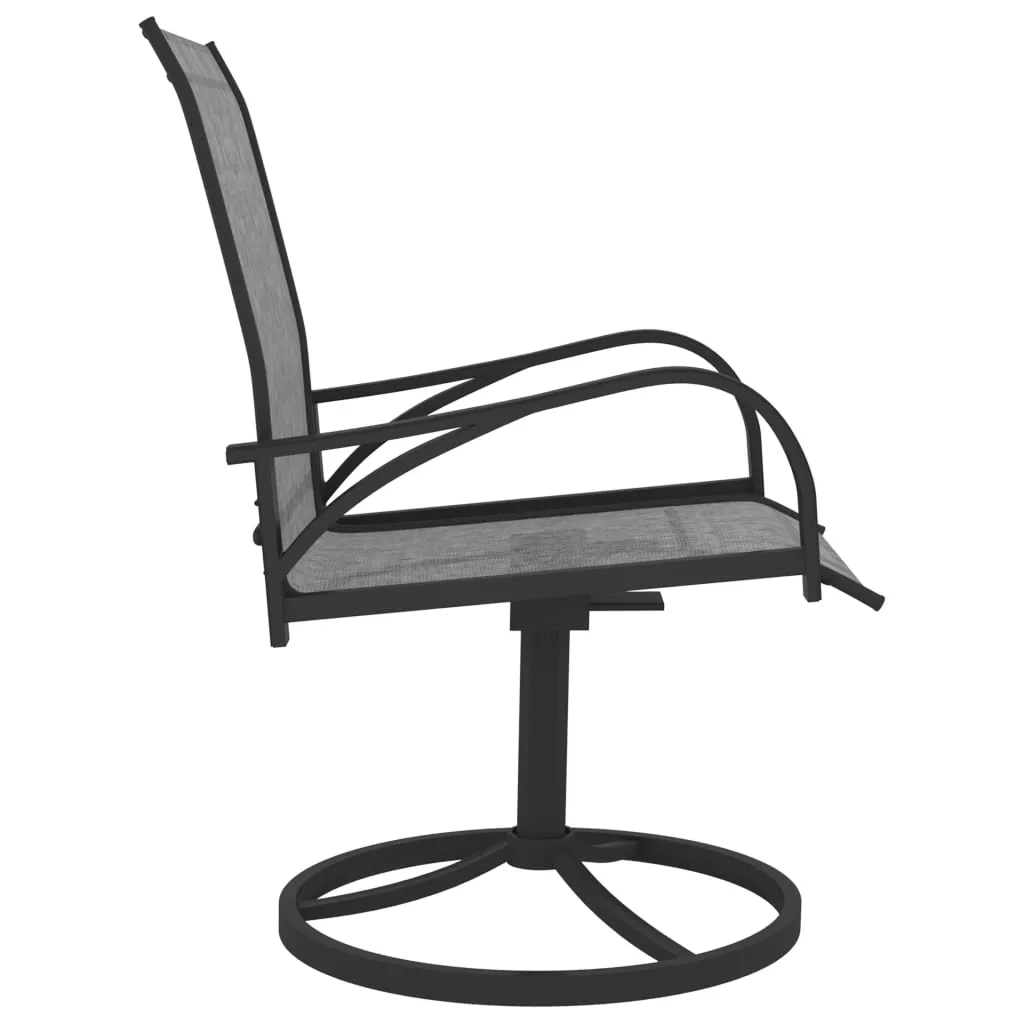 2x Garden Swivel Chairs Textilene and Steel Lounge Seat Gray/Brown