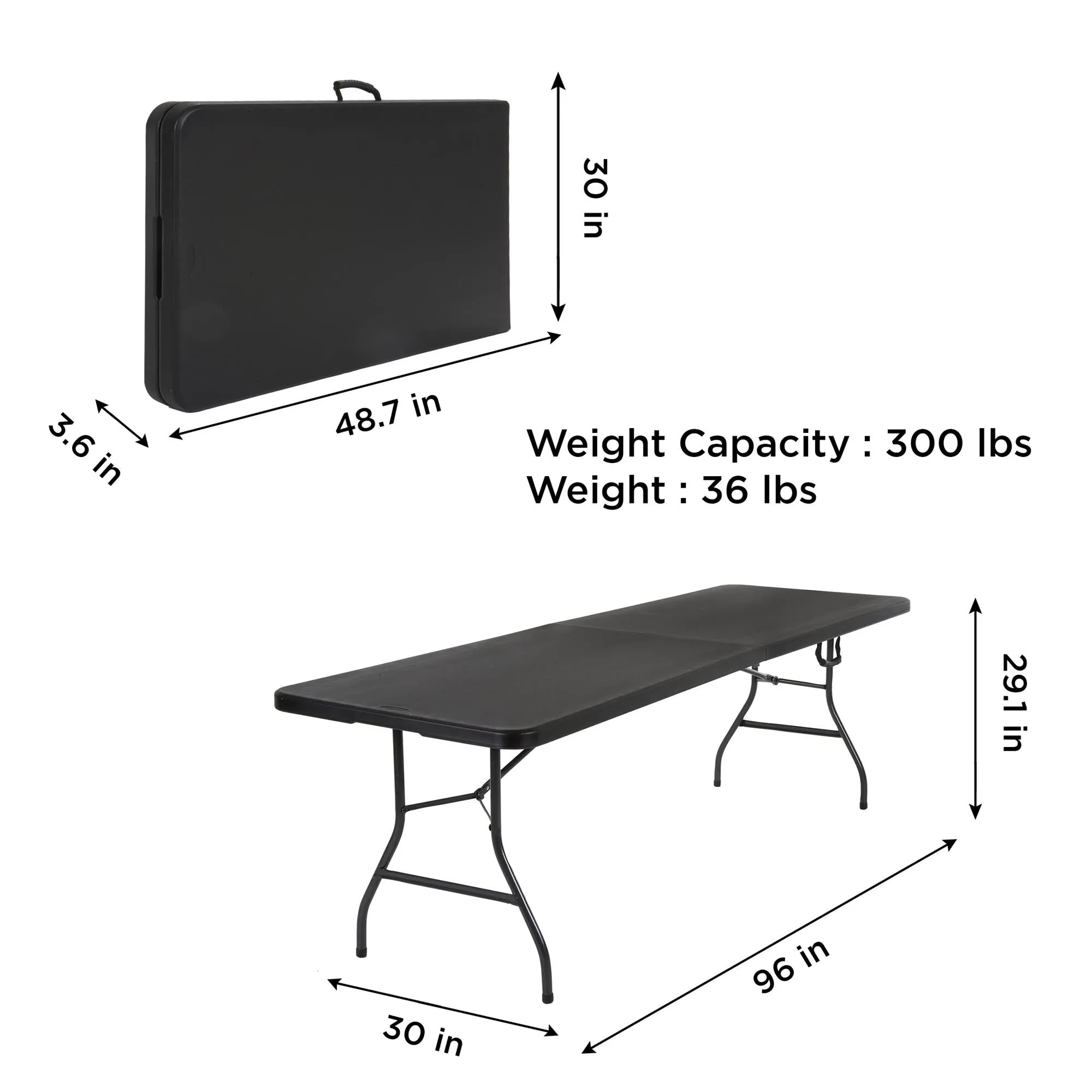 8 ft Fold-in-Half Banquet Folding Table with Handle