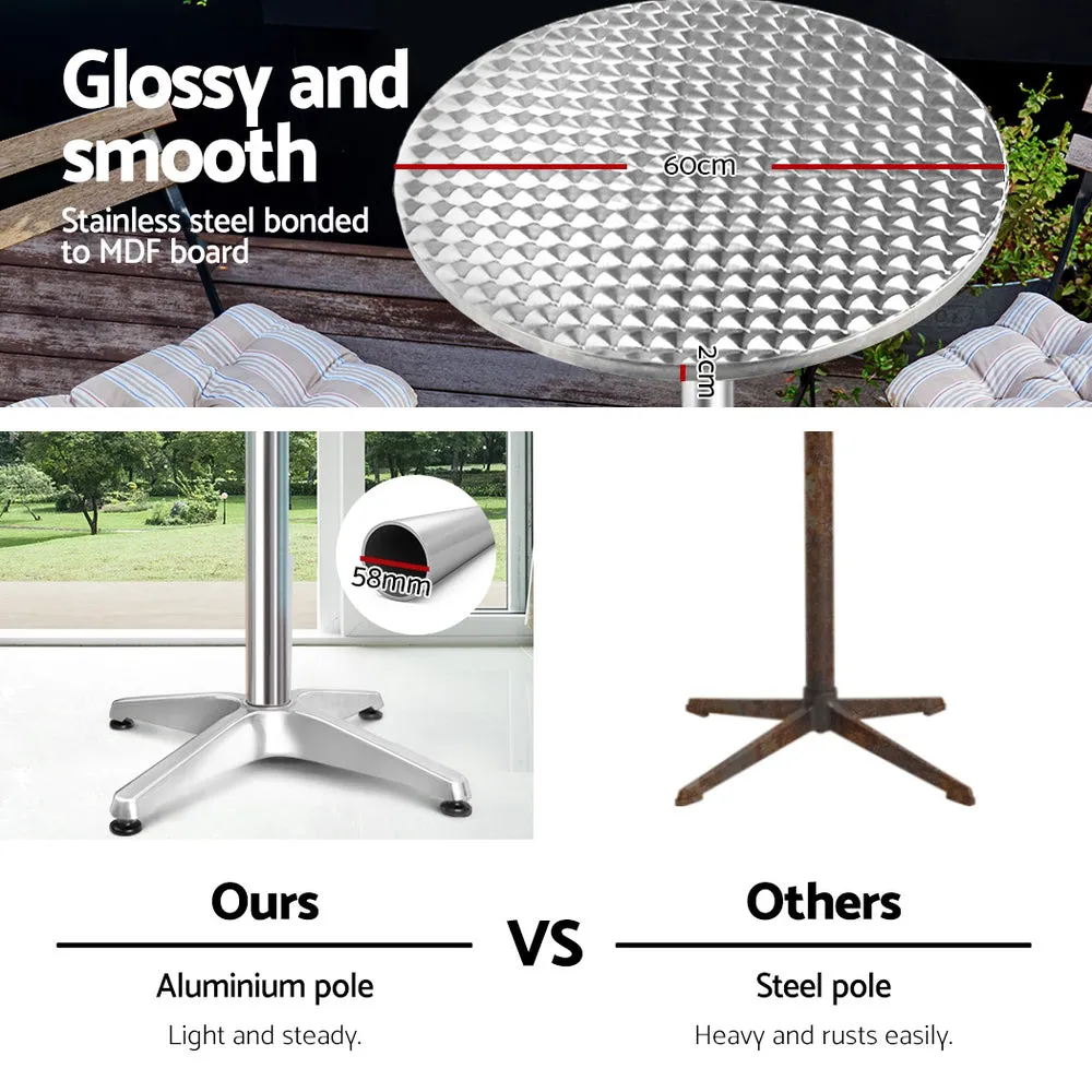 Adjustable Stainless Steel Bar Table Set, Indoor/Outdoor