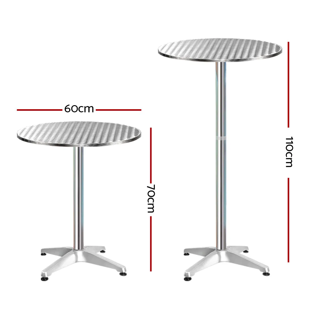 Adjustable Stainless Steel Bar Table Set, Indoor/Outdoor