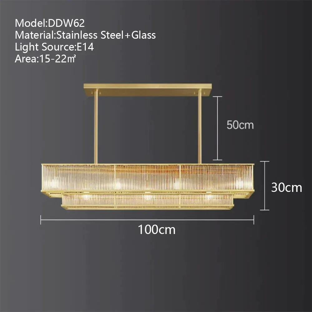 American Loft LED Rectangle Luxury Hanging Lights - Stainless Steel and Glass Fixture for Various Spaces