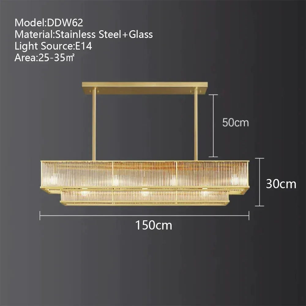 American Loft LED Rectangle Luxury Hanging Lights - Stainless Steel and Glass Fixture for Various Spaces