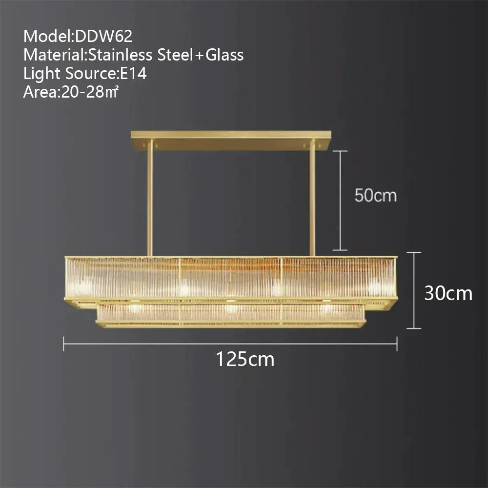 American Loft LED Rectangle Luxury Hanging Lights - Stainless Steel and Glass Fixture for Various Spaces