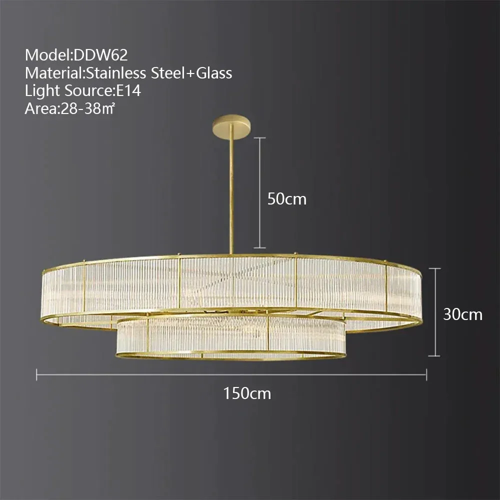 American Loft LED Rectangle Luxury Hanging Lights - Stainless Steel and Glass Fixture for Various Spaces