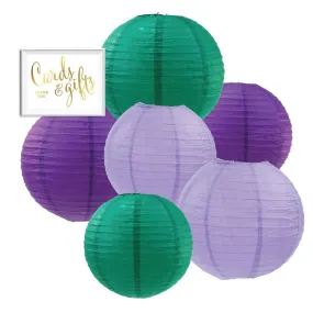 Aqua, Lavender, Purple Hanging Paper Lanterns Decorative Kit