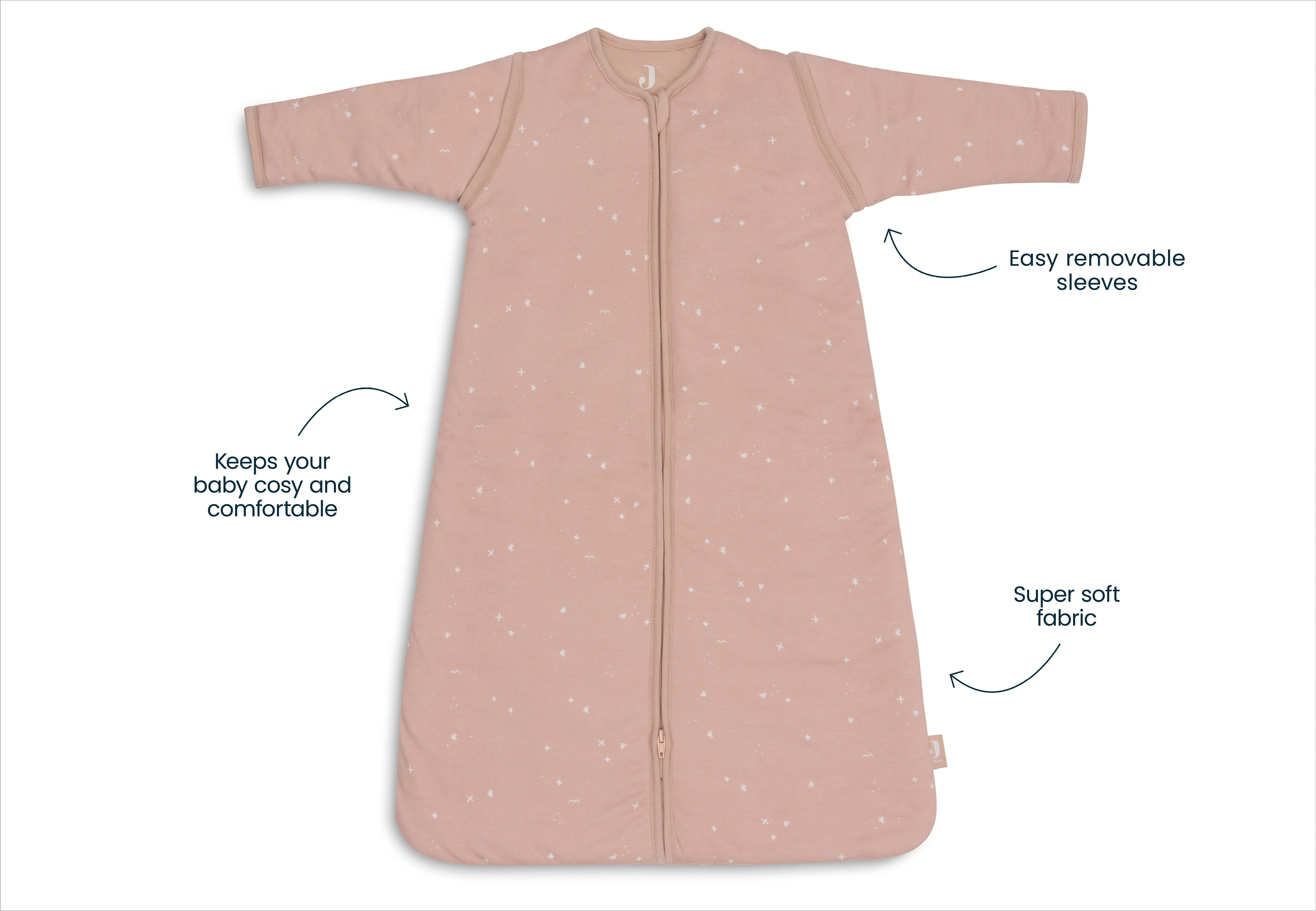 Baby Sleeping Bag with Removable Sleeves 70cm Twinkling - Wild Rose