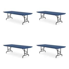 Correll Adjustable Folding Tables Rectangular 60"x30"x22" To 32" Blue Top Black Legs 4/pallet