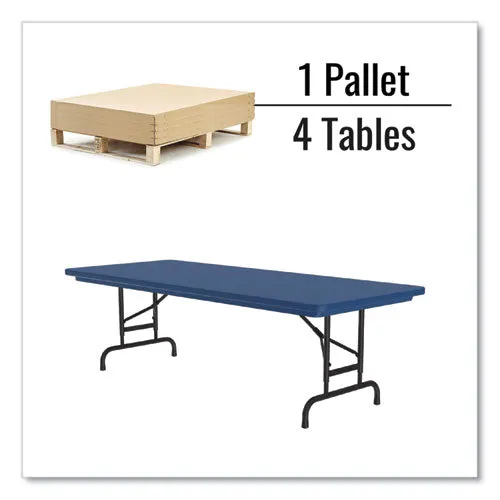 Correll Adjustable Folding Tables Rectangular 60"x30"x22" To 32" Blue Top Black Legs 4/pallet