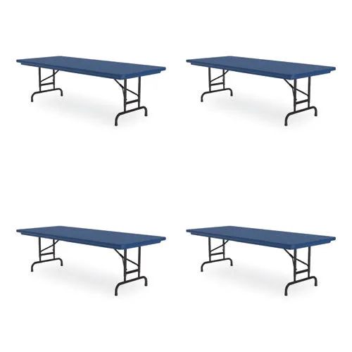 Correll Adjustable Folding Tables Rectangular 60"x30"x22" To 32" Blue Top Black Legs 4/pallet