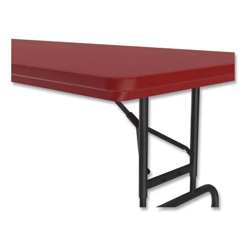 Correll Adjustable Folding Tables Rectangular 60"x30"x22" To 32" Red Top Black Legs 4/pallet