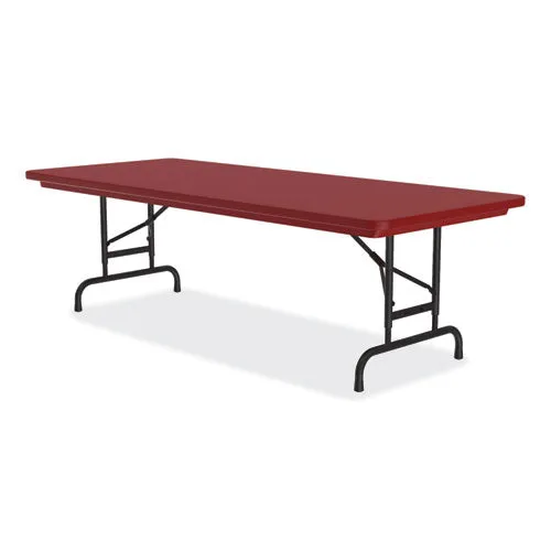 Correll Adjustable Folding Tables Rectangular 60"x30"x22" To 32" Red Top Black Legs 4/pallet