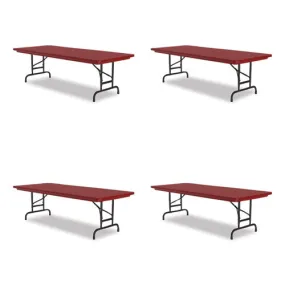 Correll Adjustable Folding Tables Rectangular 60"x30"x22" To 32" Red Top Black Legs 4/pallet