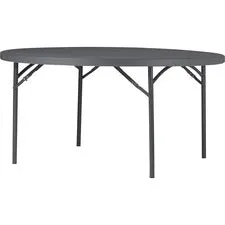 Cosco Zown Commercial Round Blow Mold Fold Table - Round Top x 72" Table Top Diameter - 29.30" Height - Gray - High-density Polyethylene (HDPE), Resin