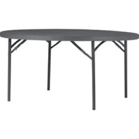 Cosco Zown Commercial Round Blow Mold Fold Table - Round Top x 72" Table Top Diameter - 29.30" Height - Gray - High-density Polyethylene (HDPE), Resin