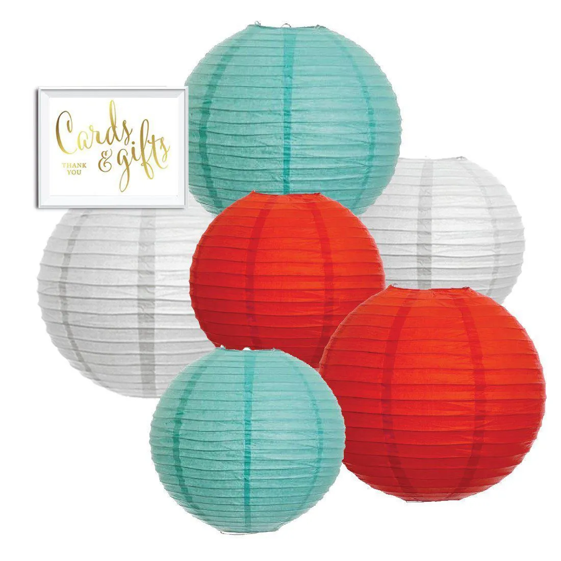 Diamond Blue, Red, White Hanging Paper Lanterns Decorative Kit
