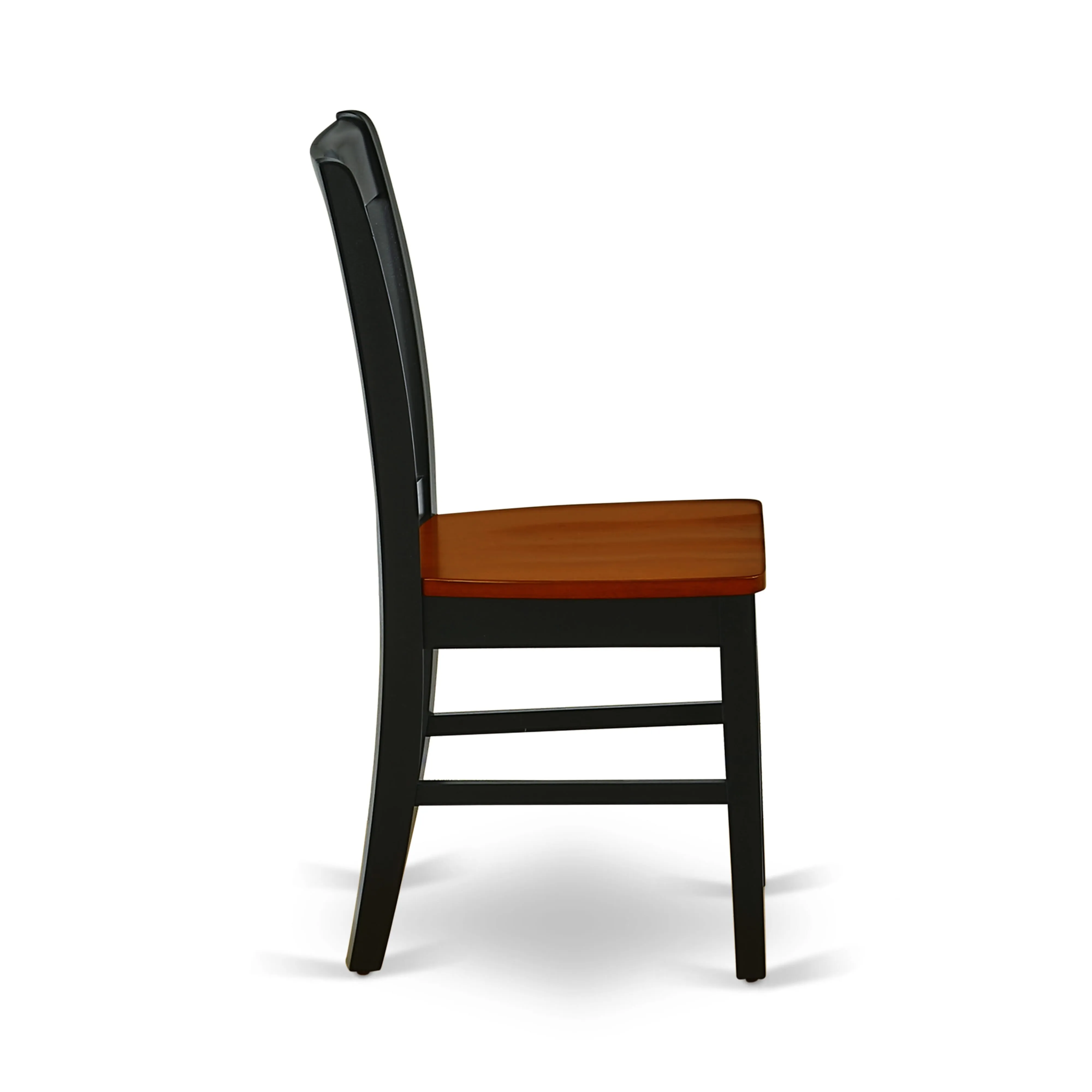 East West Furniture NFC-BCH-W Norfolk Dining Chairs - Slat Back Wood Seat Kitchen Chairs, Set of 2, Black & Cherry