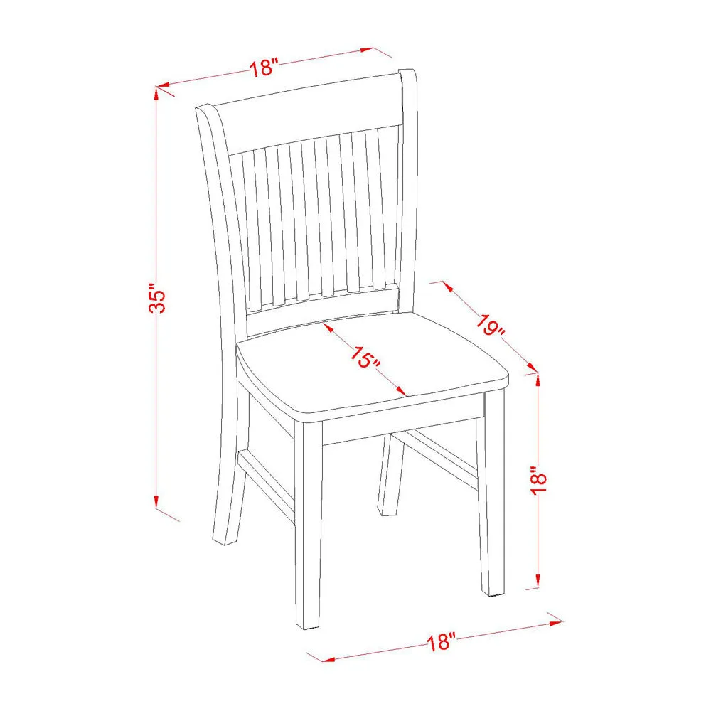 East West Furniture NFC-BCH-W Norfolk Dining Chairs - Slat Back Wood Seat Kitchen Chairs, Set of 2, Black & Cherry