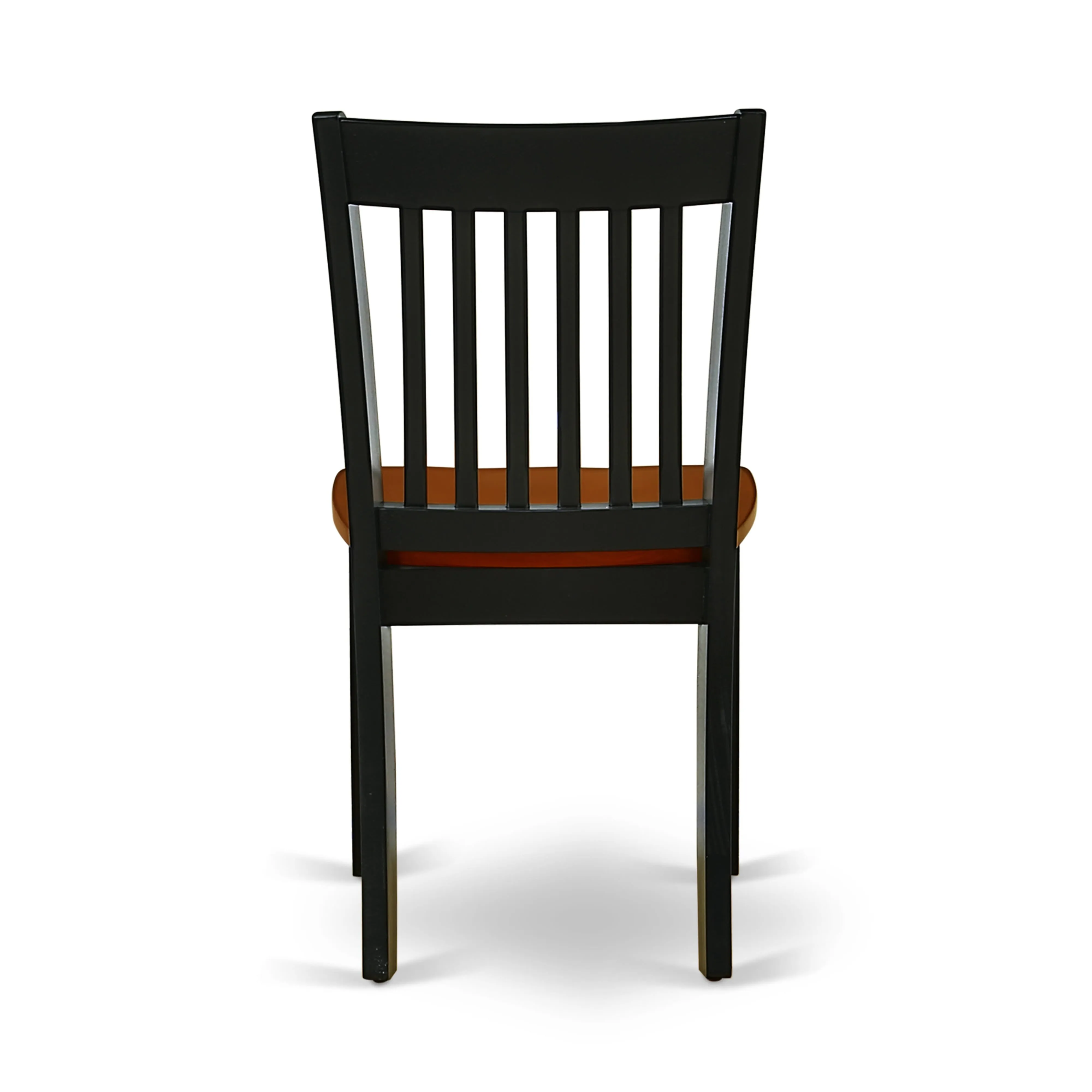East West Furniture NFC-BCH-W Norfolk Dining Chairs - Slat Back Wood Seat Kitchen Chairs, Set of 2, Black & Cherry