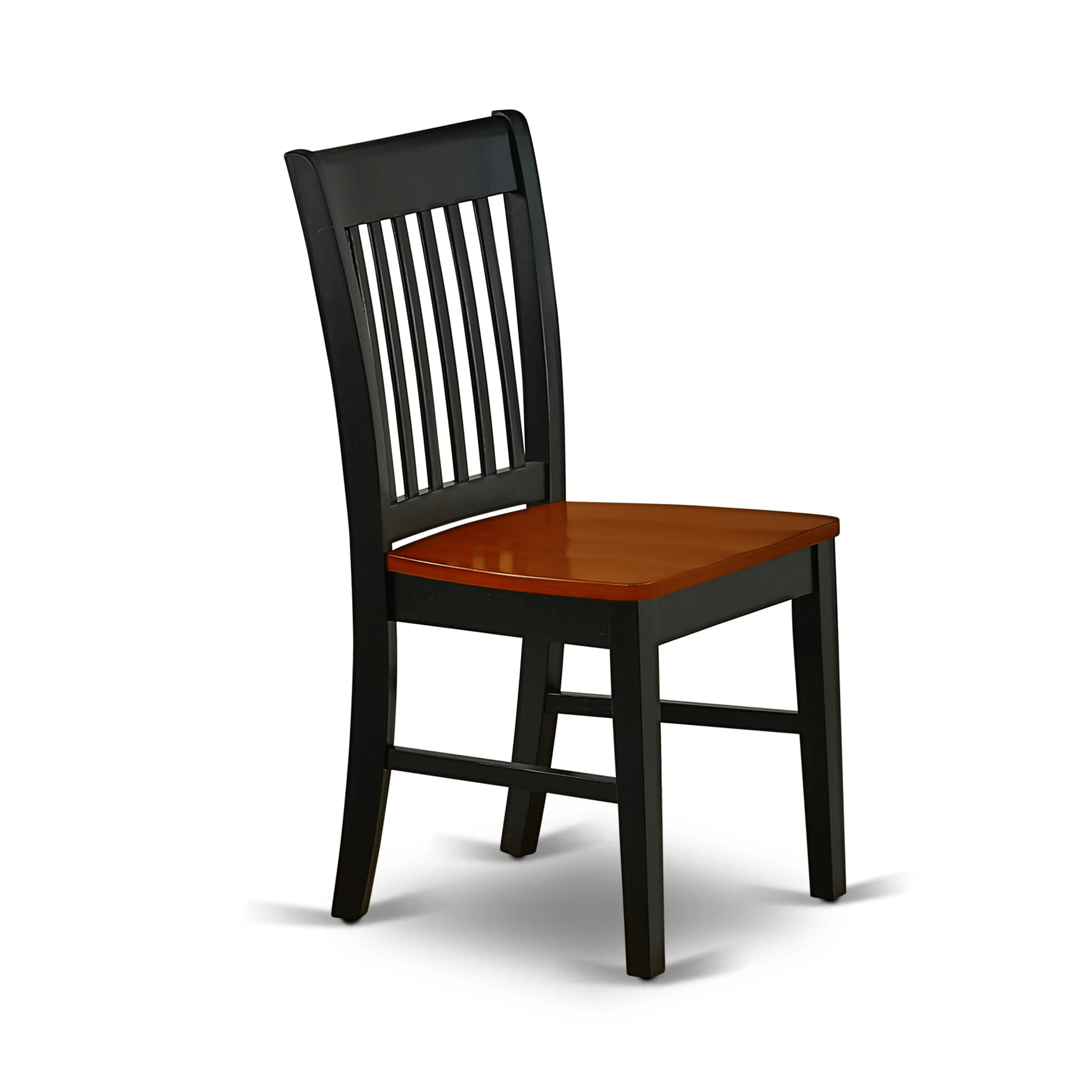 East West Furniture NFC-BCH-W Norfolk Dining Chairs - Slat Back Wood Seat Kitchen Chairs, Set of 2, Black & Cherry