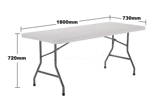 FOL001 - Fold in Half Rectangular Plastic Tables- 6ft (1800mm)