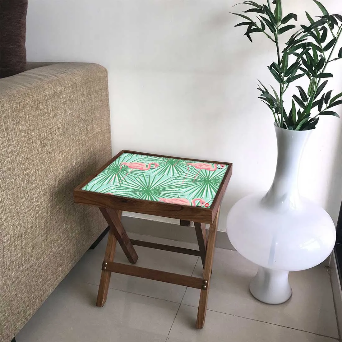 Folding Side Table - Teak Wood - Beautiful Swan