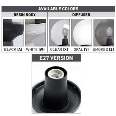 Fumangali SICHEM G250 Outdoor Hanging Lights E27 Black/White Made in Italy