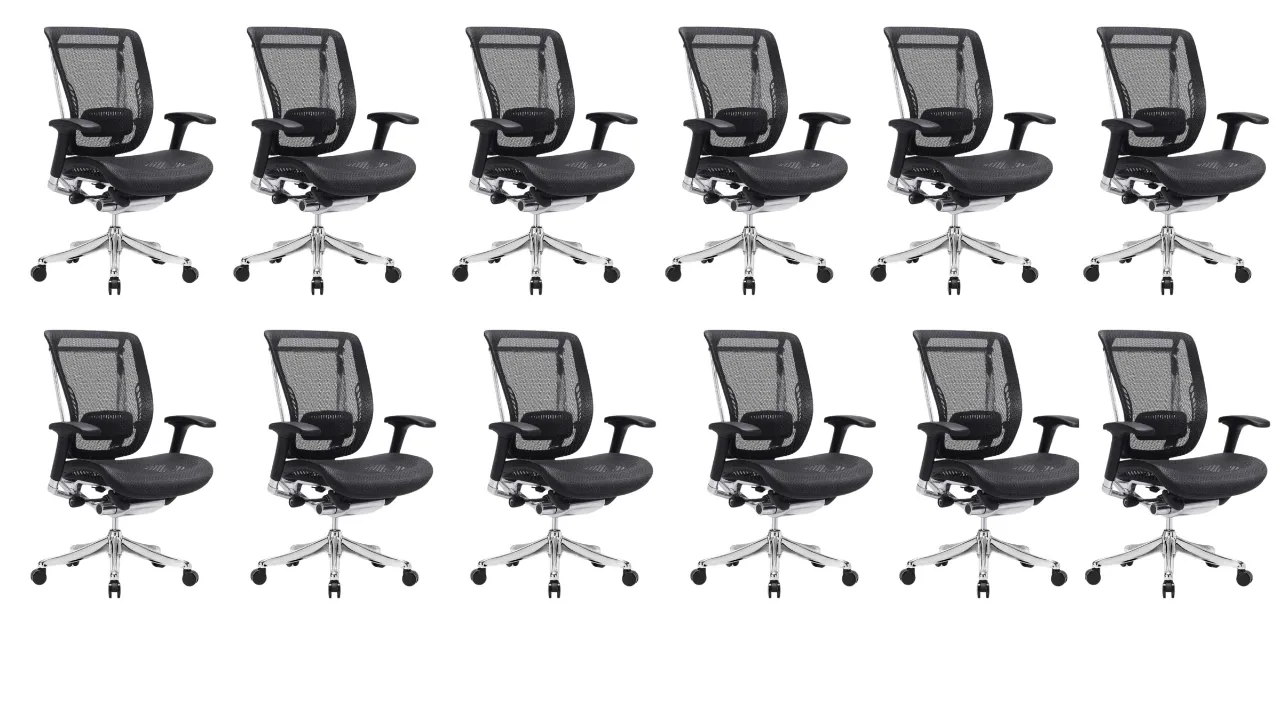 GM Seating Enklave Ergonomic Office Chair - Mesh Hi Back Executive Desk Chair - Adjustable Lumber support & Backrest - Chrome Base with Headrest & Seat Slide - Modern Comfortable Desk Chair for Home and Office - Black