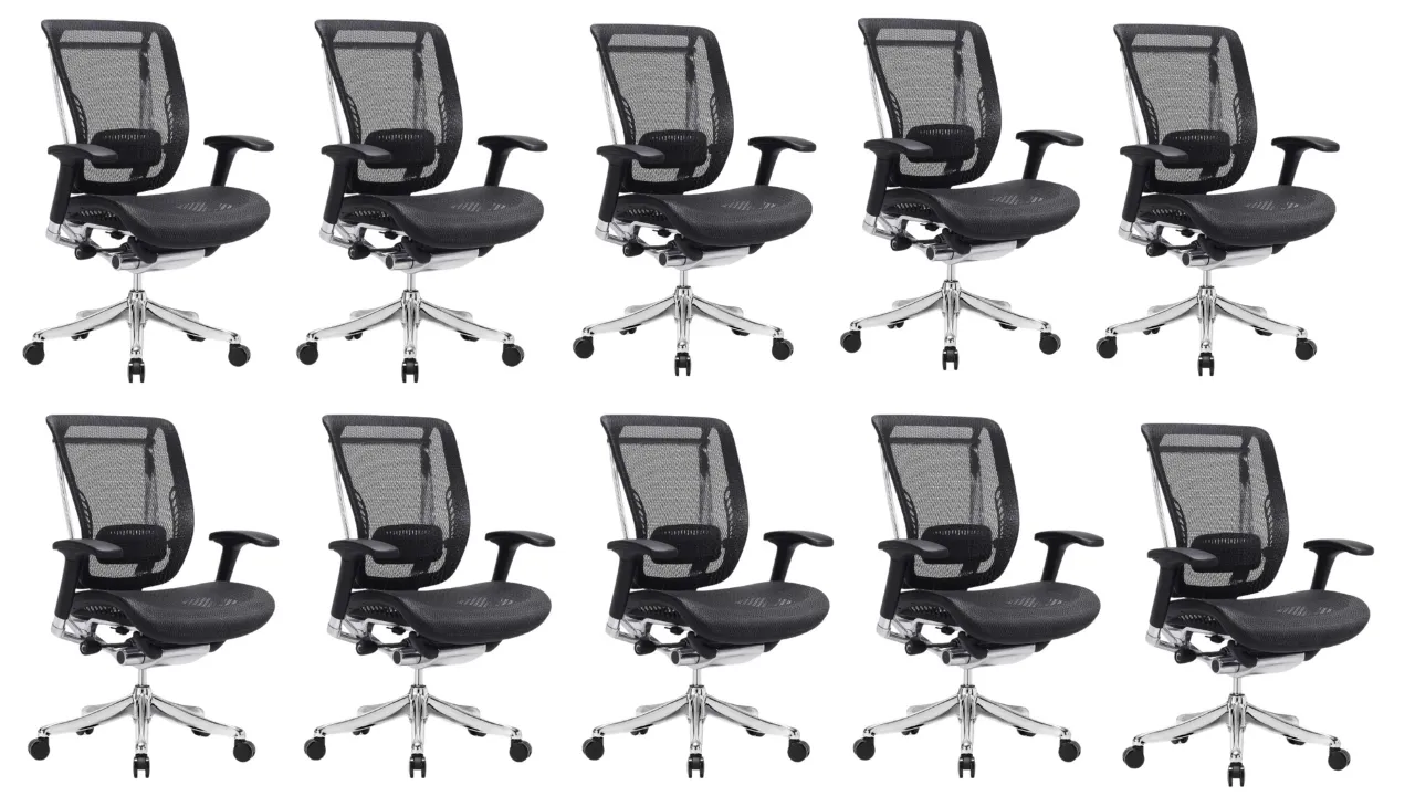 GM Seating Enklave Ergonomic Office Chair - Mesh Hi Back Executive Desk Chair - Adjustable Lumber support & Backrest - Chrome Base with Headrest & Seat Slide - Modern Comfortable Desk Chair for Home and Office - Black
