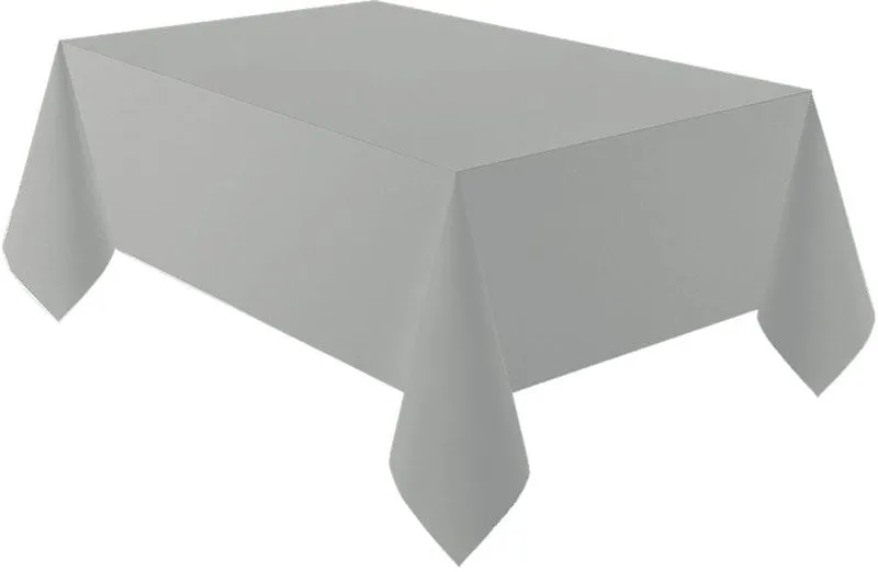 Graphite Silver Party Plastic Tablecover