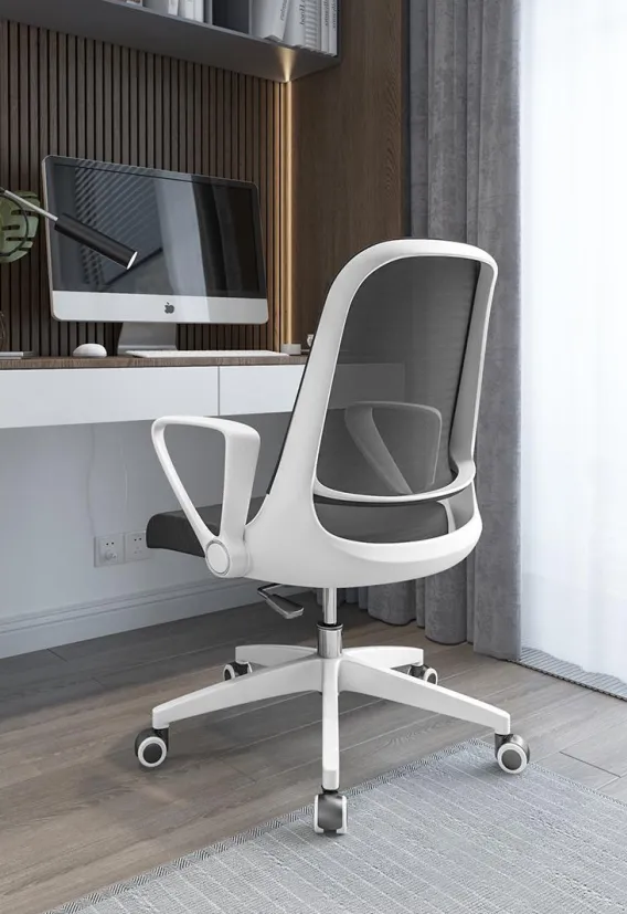 Heston Black Office Chair - White Arm and Base