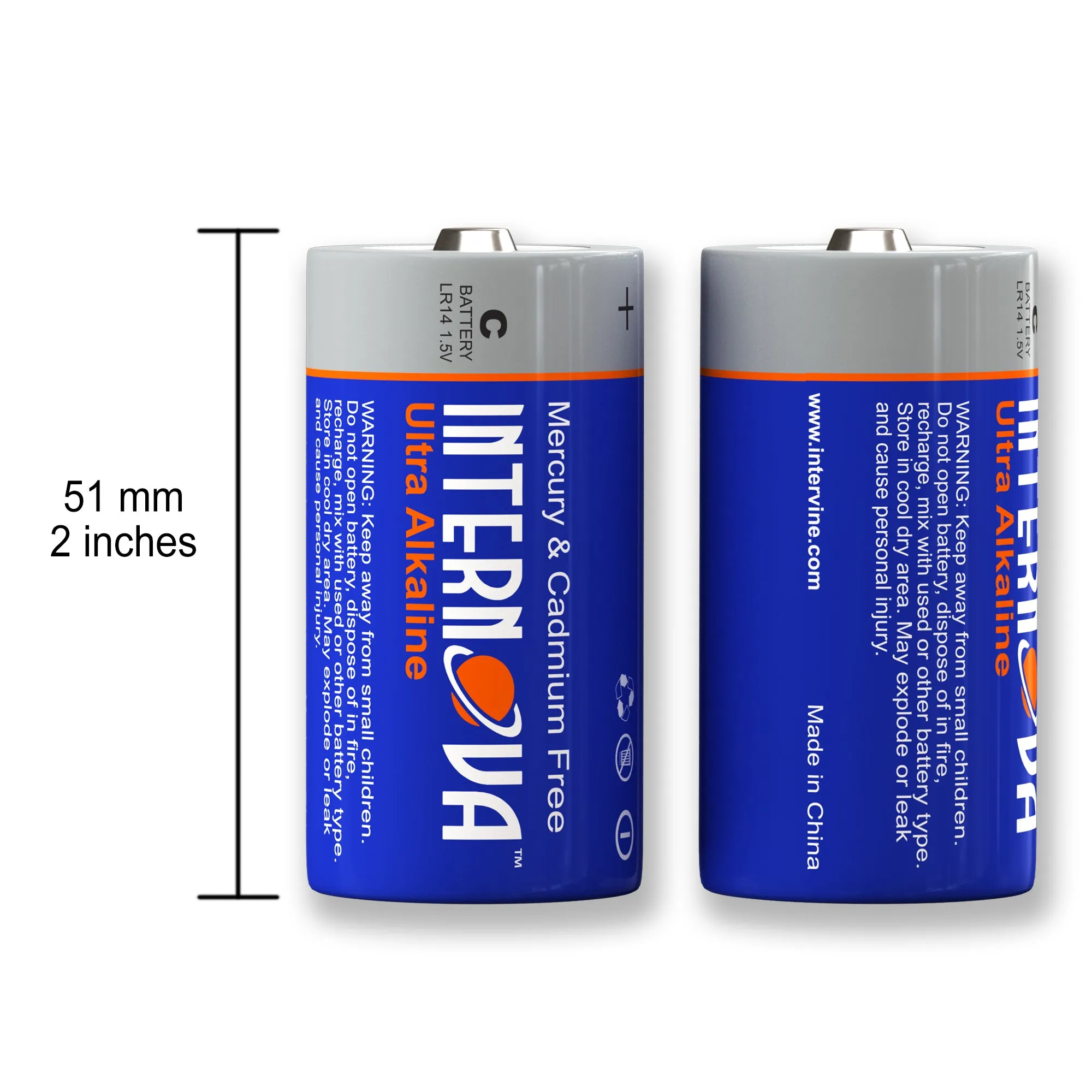 Internova Ultra Alkaline C Batteries, LR14 1.5V Cell High Performance, 12 Pack