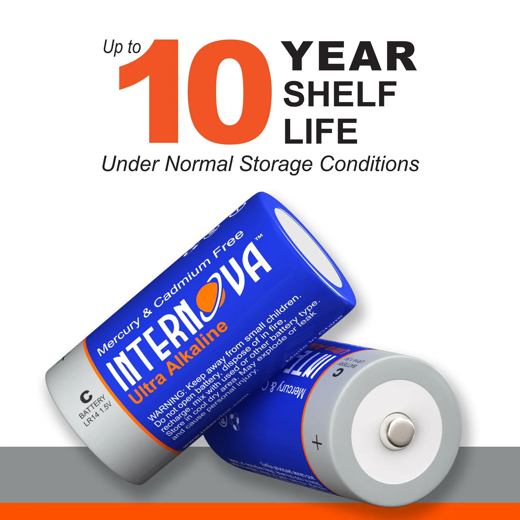 Internova Ultra Alkaline C Batteries, LR14 1.5V Cell High Performance, 12 Pack