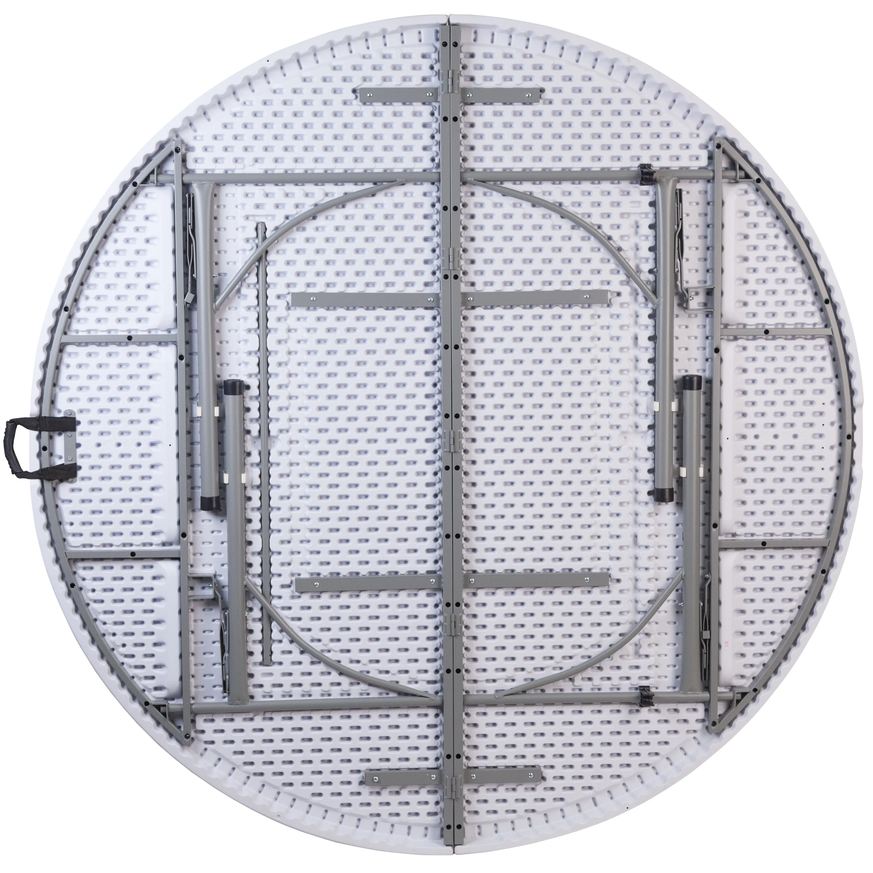 Kathryn 5.89-Foot Round Bi-Fold Granite White Plastic Banquet and Event Folding Table with Carrying Handle