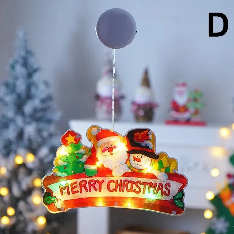 LED Christmas Window Lights with Hanging Tree Ornament