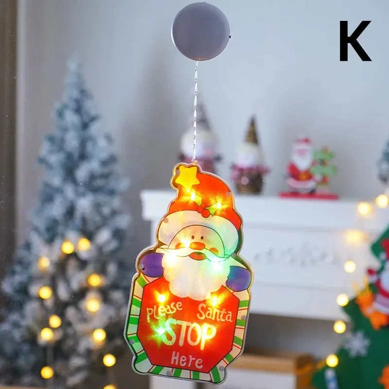 LED Christmas Window Lights with Hanging Tree Ornament