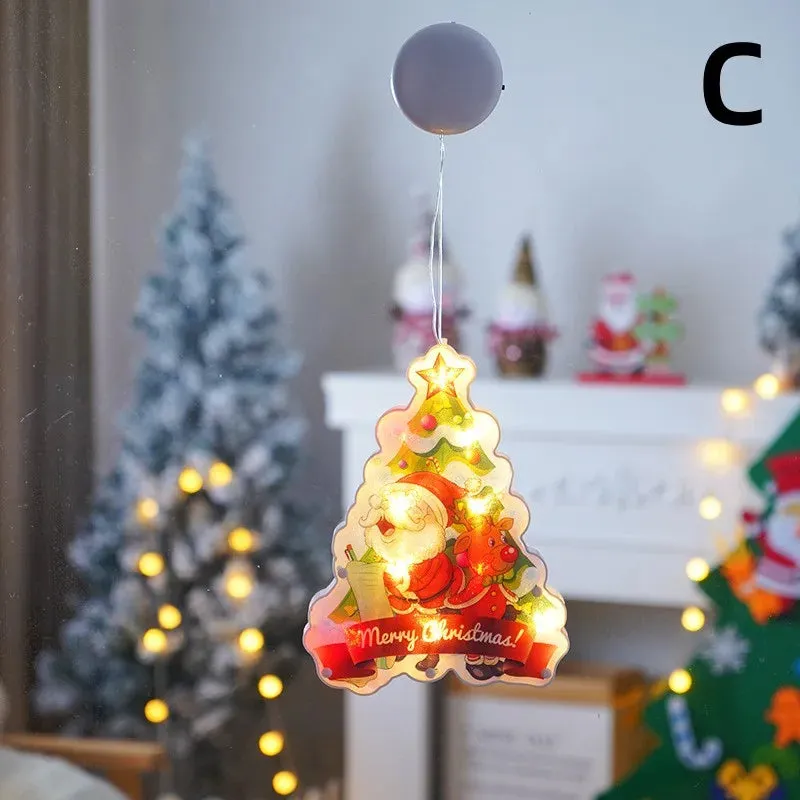 LED Christmas Window Lights with Hanging Tree Ornament