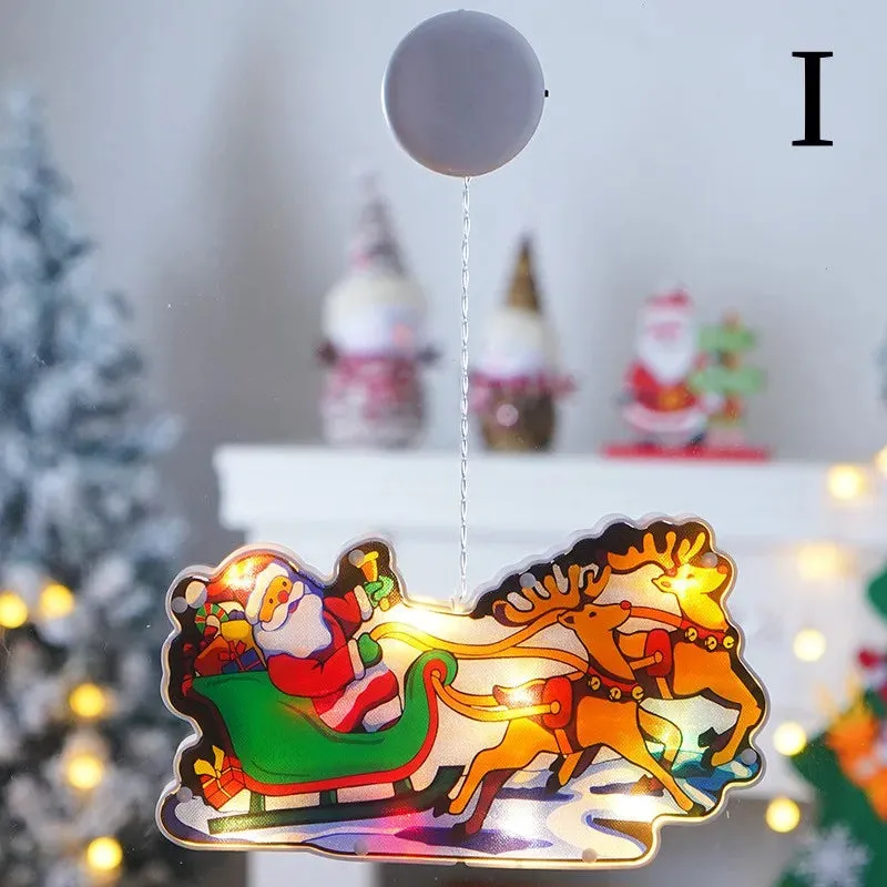 LED Christmas Window Lights with Hanging Tree Ornament