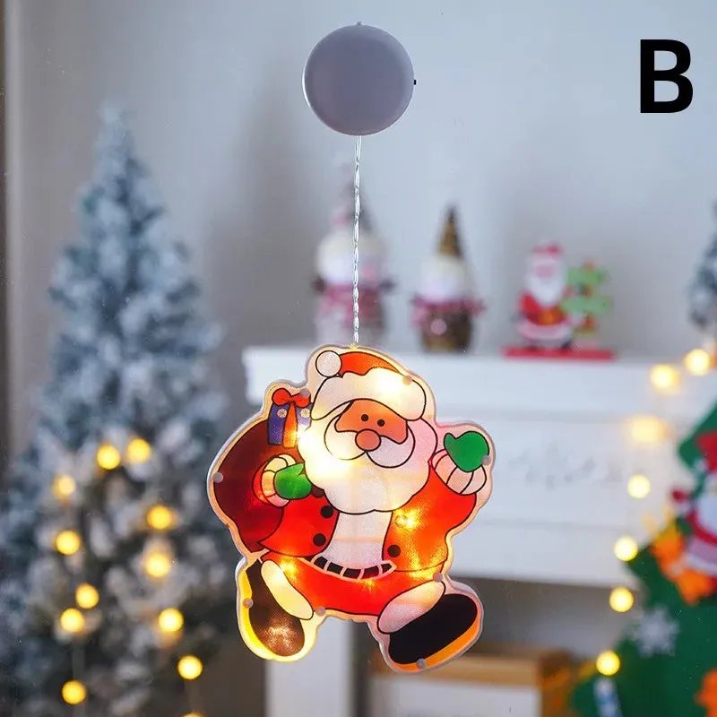 LED Christmas Window Lights with Hanging Tree Ornament