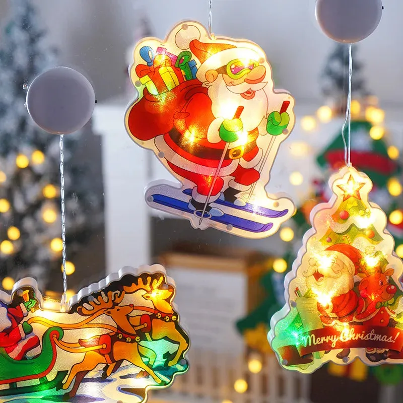 LED Christmas Window Lights with Hanging Tree Ornament