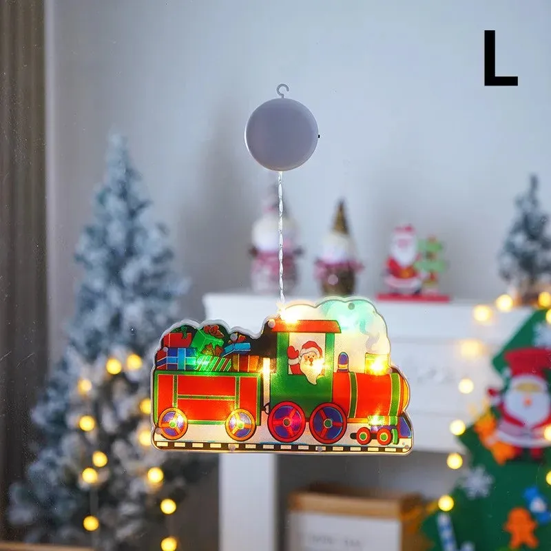 LED Christmas Window Lights with Hanging Tree Ornament