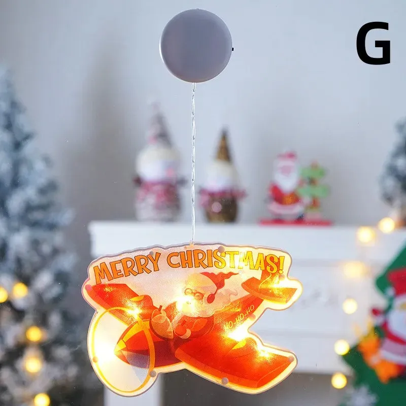 LED Christmas Window Lights with Hanging Tree Ornament
