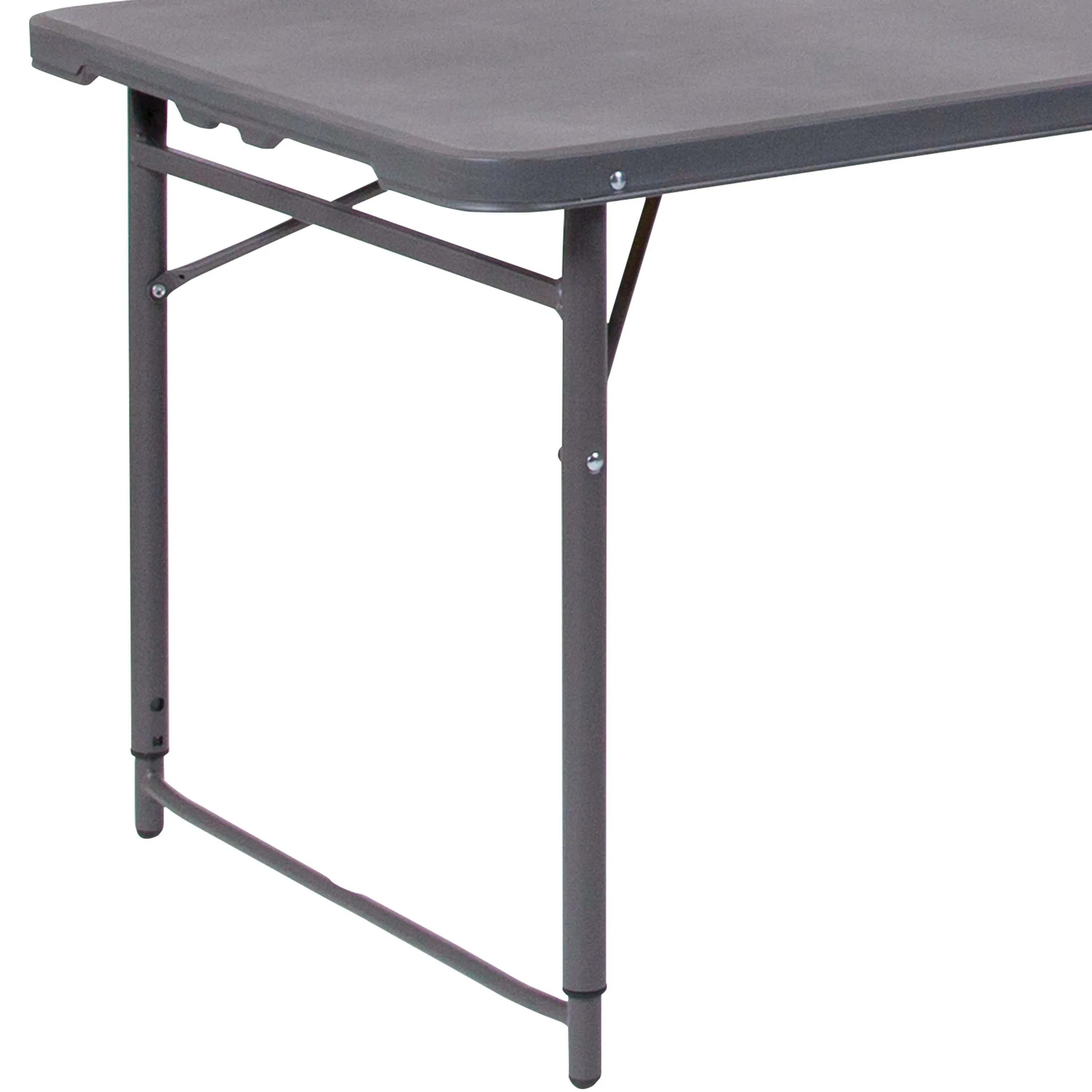 Mills 4-Foot Height Adjustable Bi-Fold Dark Gray Plastic Folding Table with Carrying Handle
