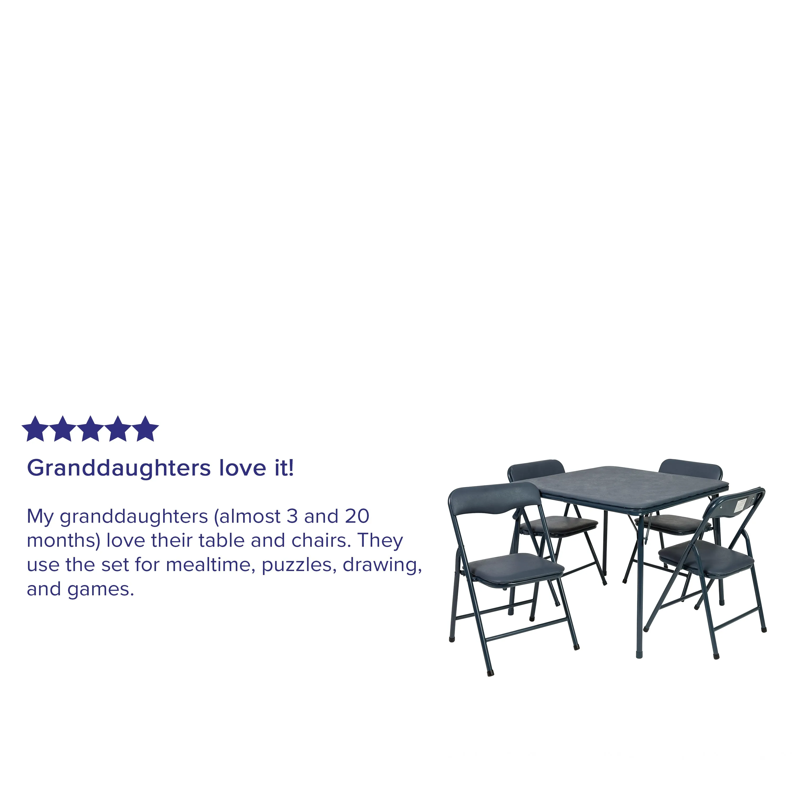 Mindy Kids Navy 5 Piece Folding Table and Chair Set