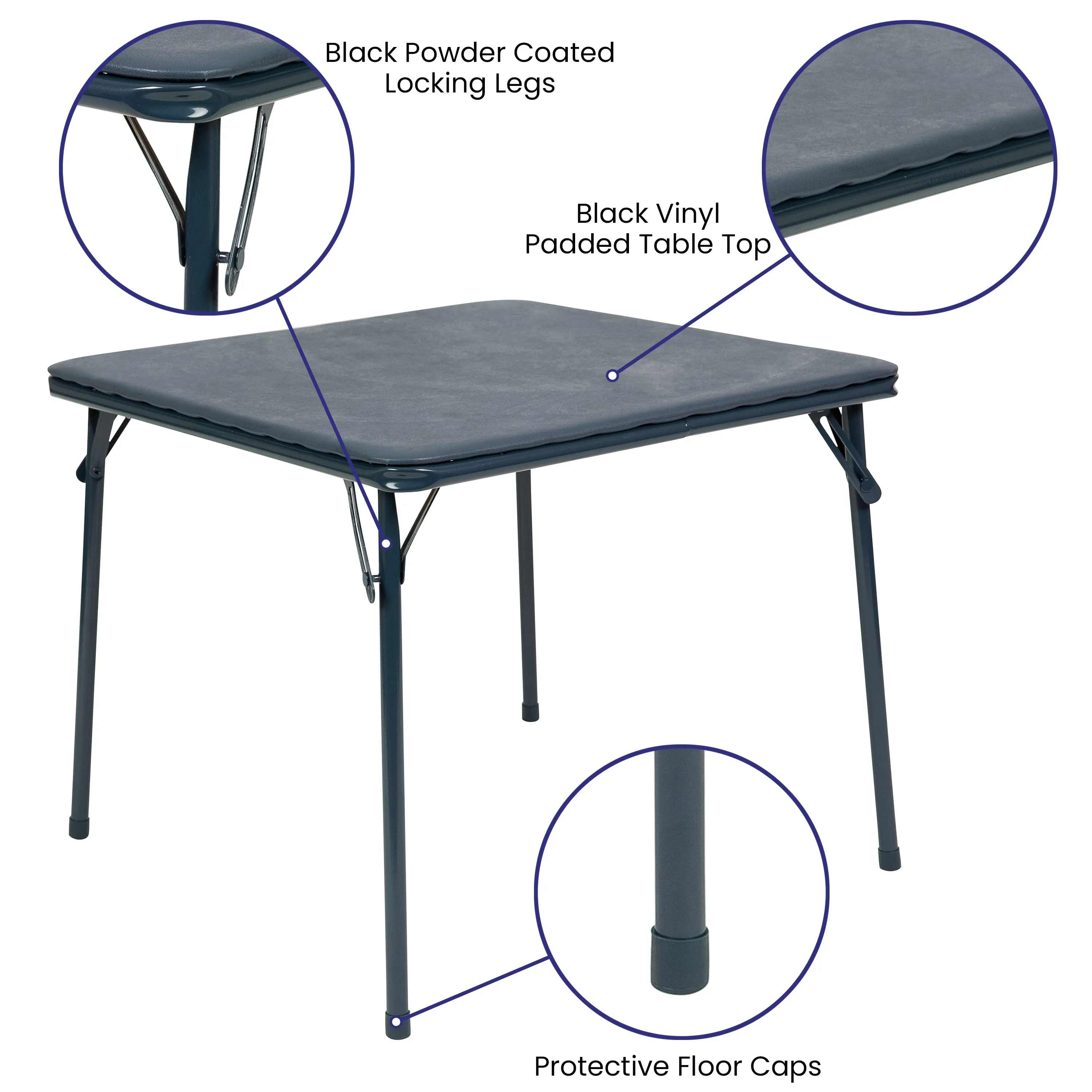 Mindy Kids Navy 5 Piece Folding Table and Chair Set