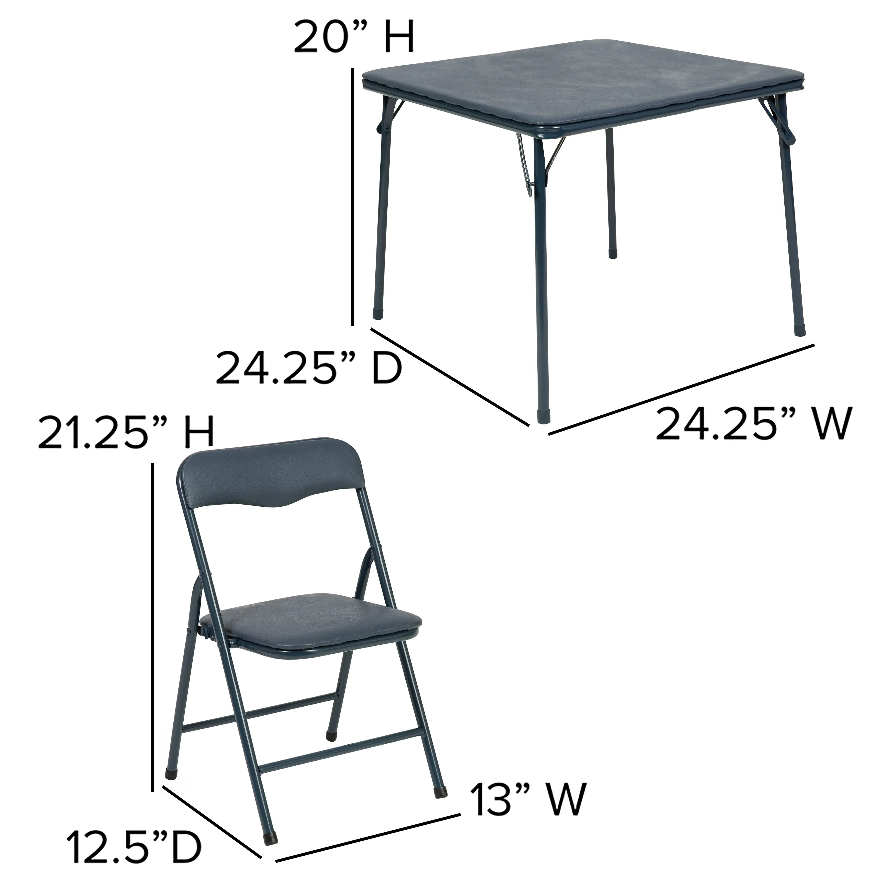 Mindy Kids Navy 5 Piece Folding Table and Chair Set