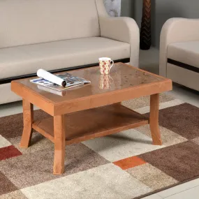 Nilkamal Center Table 2 Carv & Glass (Pear Wood)